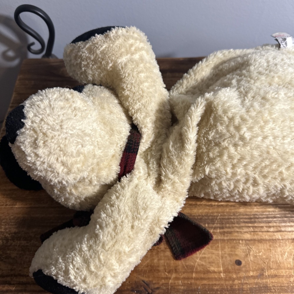 Gund Plush Peanut the Floppy Dog Spotted Eye Puppy Stuffed Animal Plaid Bow 18" - Picture 6 of 10